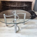 Vintage chrome steel and glass coffee table from Italy from the 70s