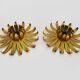 Pair of palm tree wall lights in gold metal. 70s
