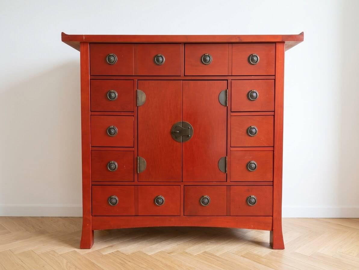 Red wooden Chinese-style storage furniture