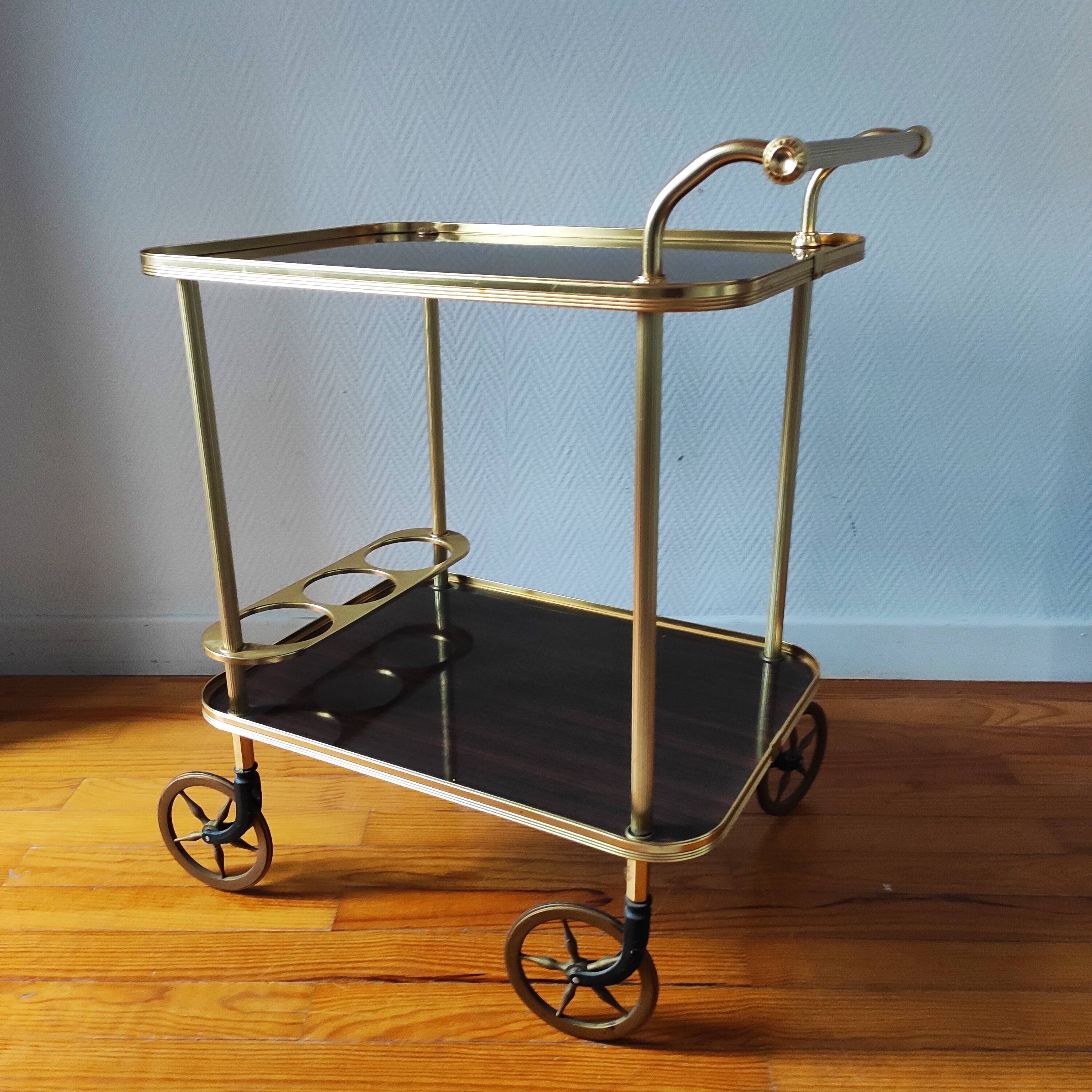 Vintage 1960s rolling bar cart