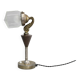 1930s Secession brass and glass desk lamp, Czechoslovakia