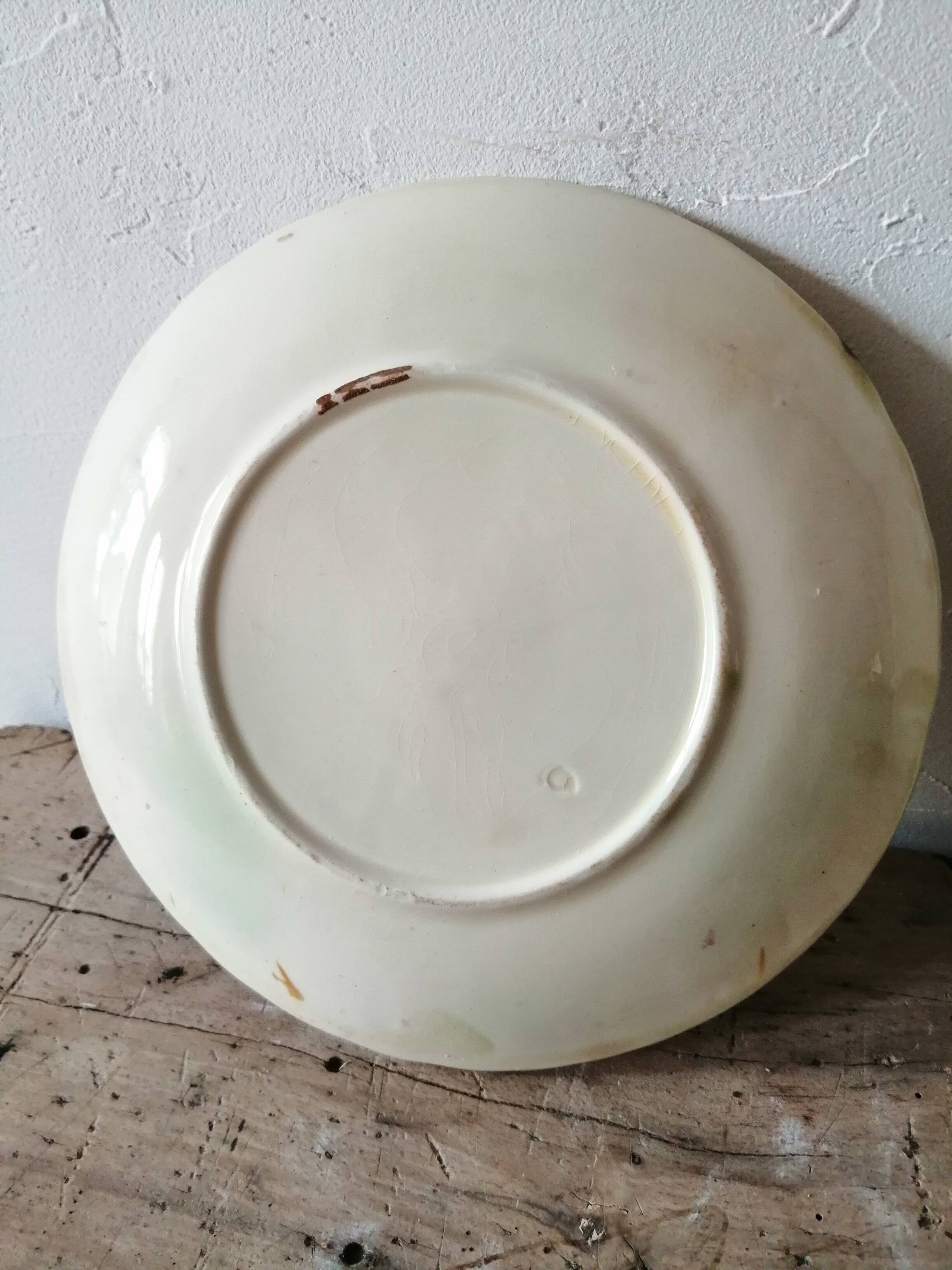 2 OLD SLASH PLATES WITH ROSES DECORATION