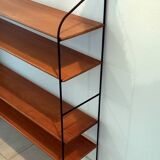 Vintage metal and solid wood string style wall shelf.