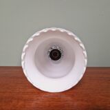 Scandinavian tripod lamp in white opaline and teak, 1960s