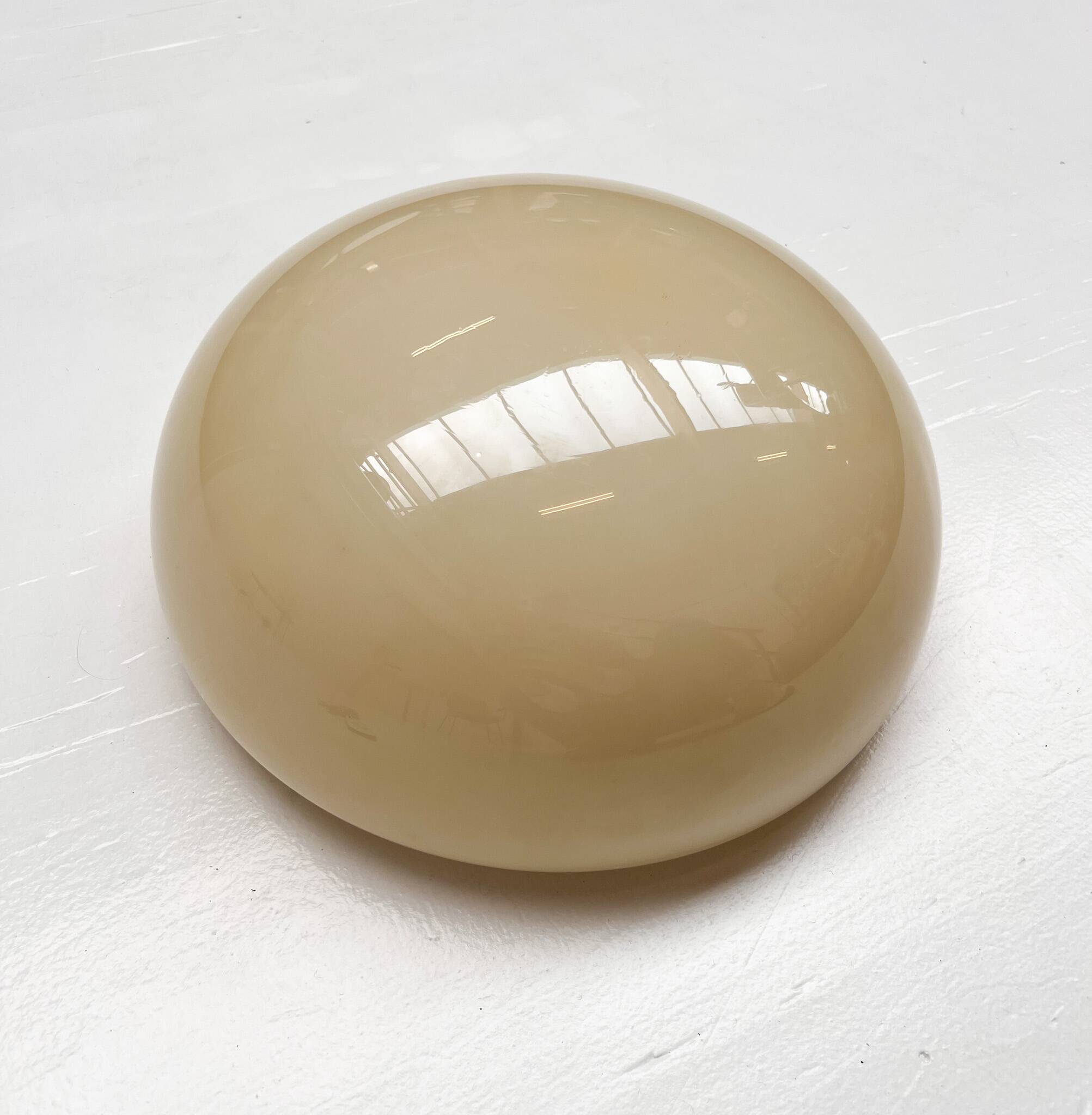 Opaline glass beige ceiling or wall lamp, 1950s