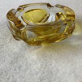Cendrier vintage en verre bicolore jaune