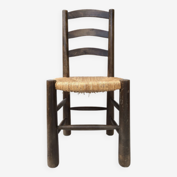 Brutalist structured wooden chair