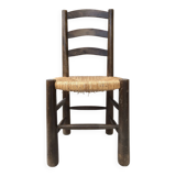 Chaise bois paillée brutaliste