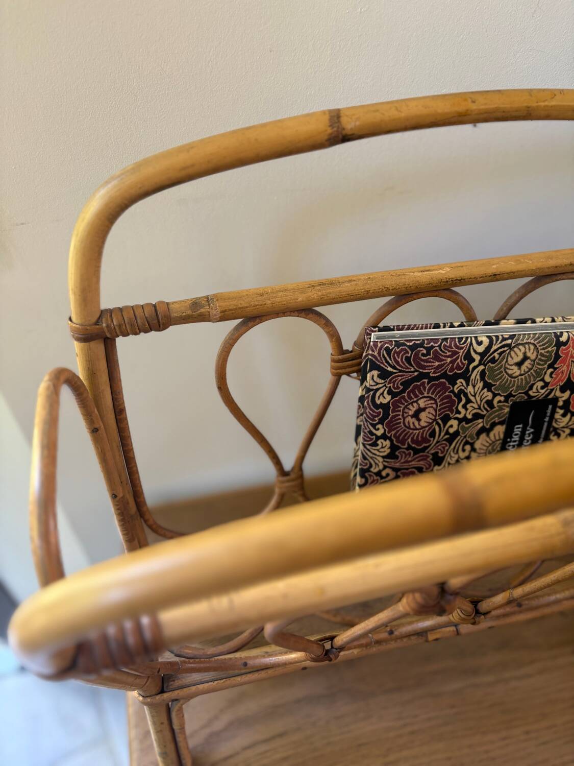 Vintage rattan magazine rack