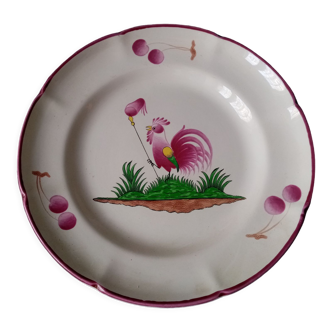 Saint Clement plate with rooster decoration signed