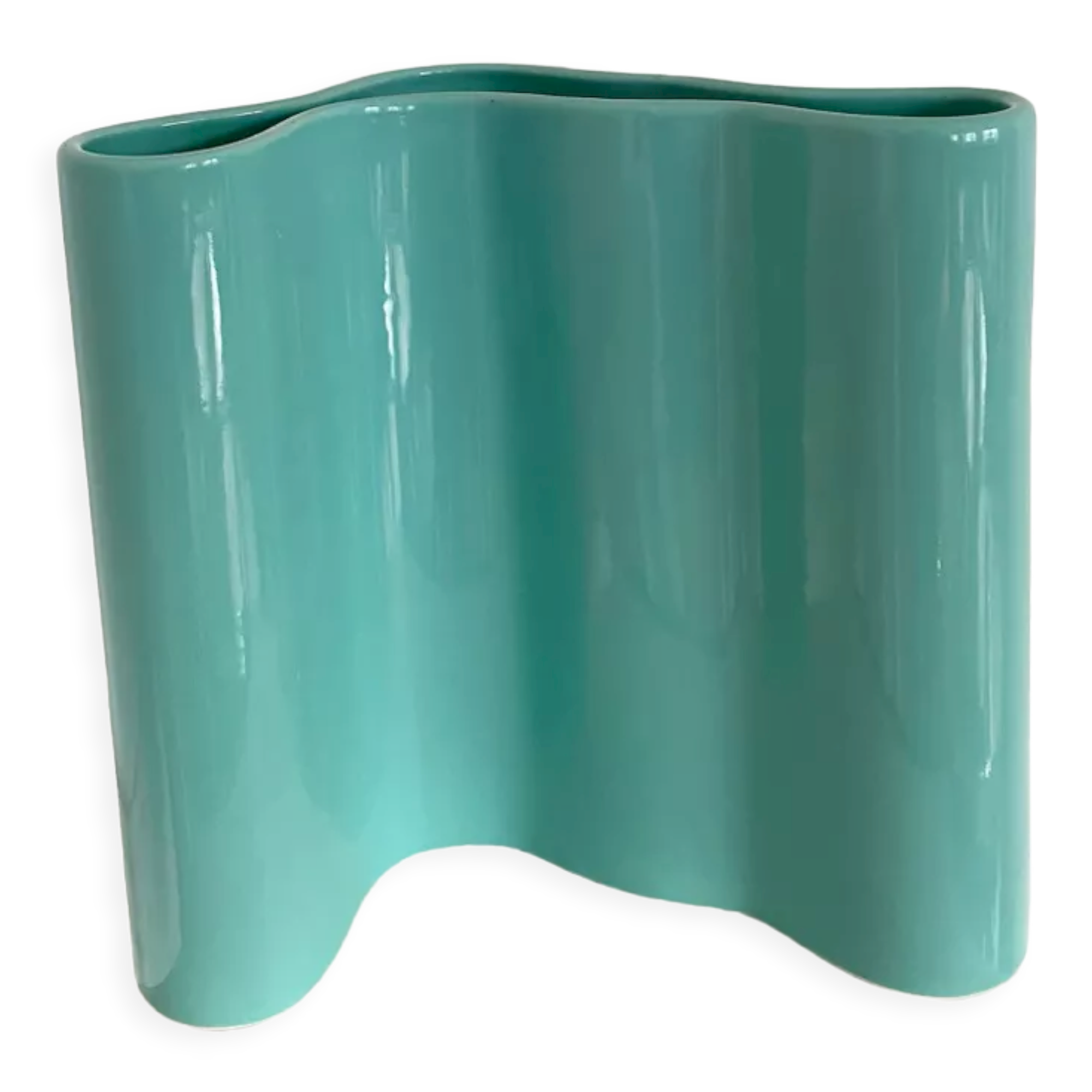 Blue-green ceramic vase