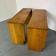 Magnifique banc d'entrée minimaliste en bois, de belle facture, années 1970