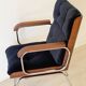 Vintage wood and metal velvet armchair