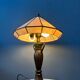 Lampe de table Tiffany Art déco en vitrail violet