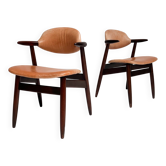 Chaise en corne de vache couleur cognac, années 1970