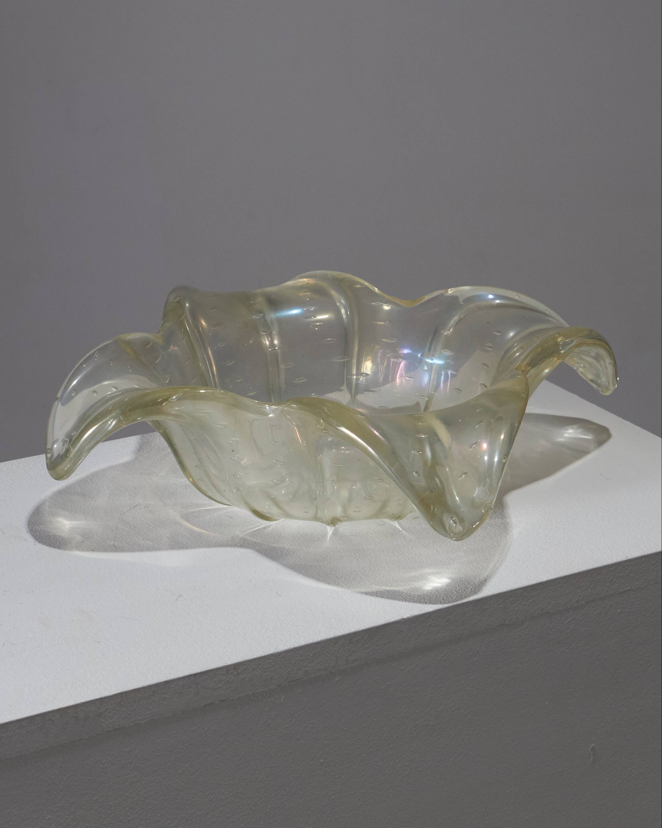 Gold-sequined Murano glass bowl, 1940s