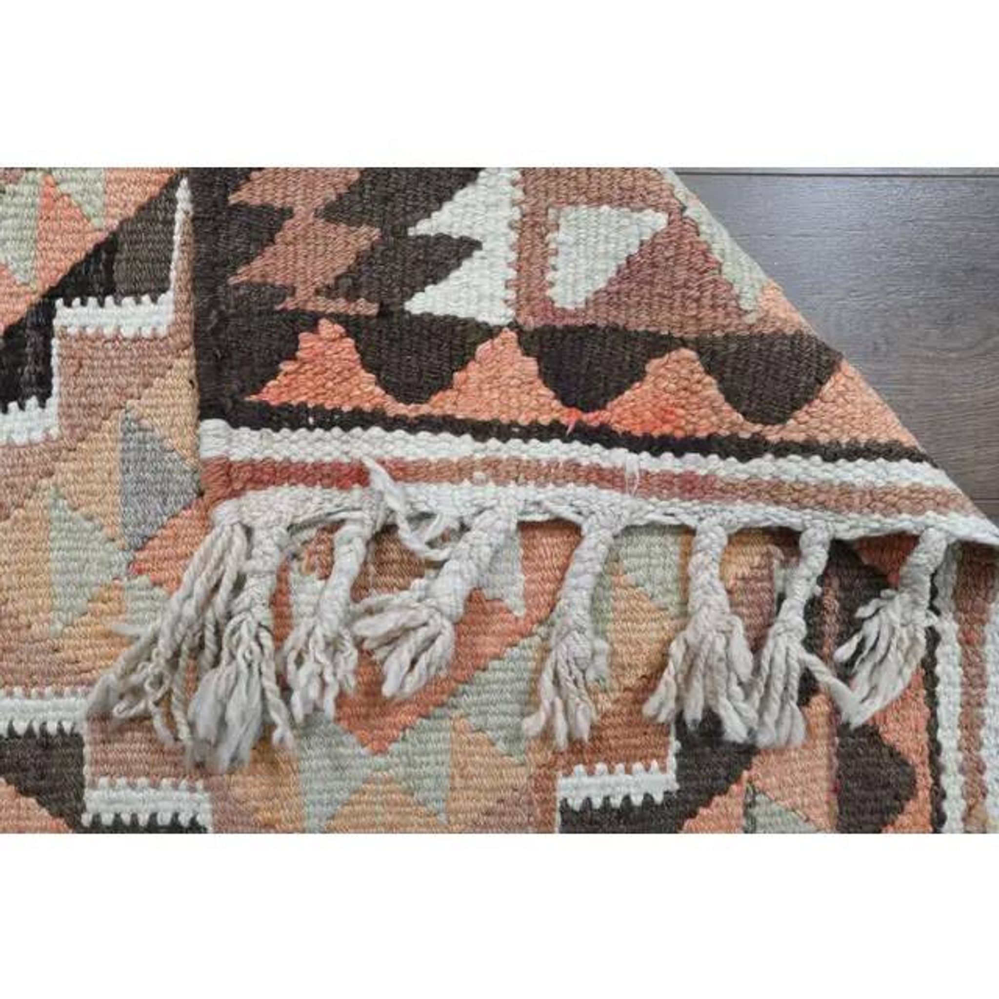 Handwoven Orange Wool Turkish Oushak Runner Rug 99x343