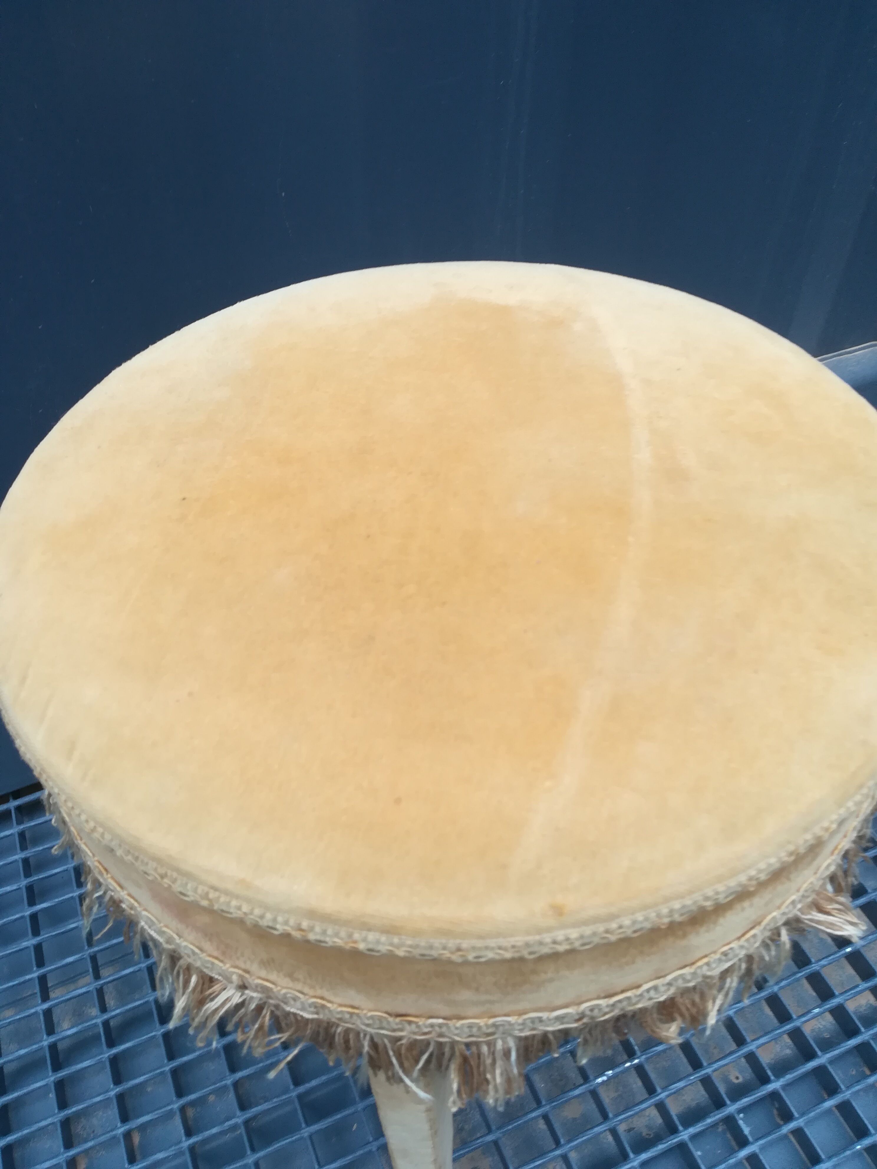 Wooden and gold velvet stool