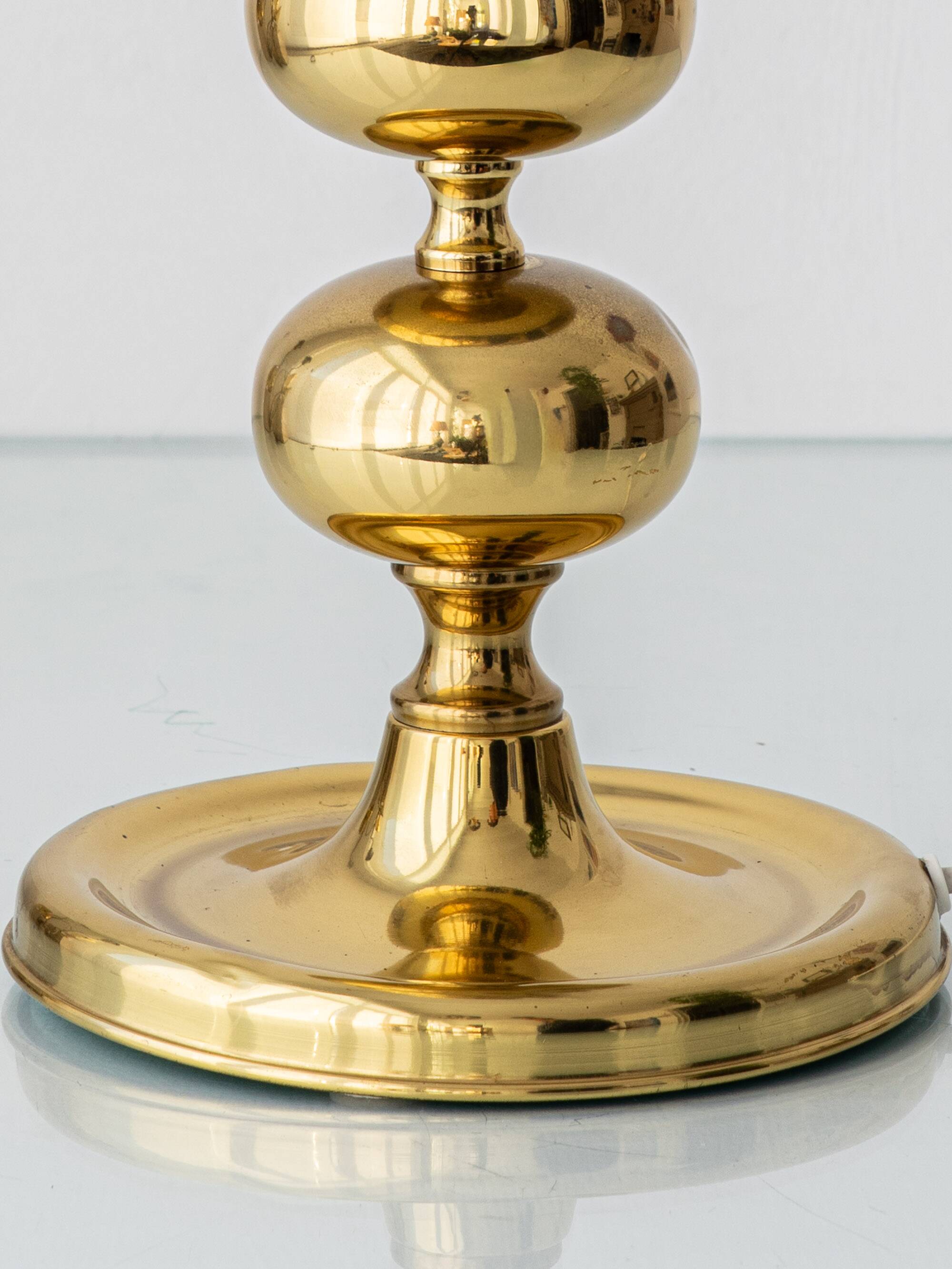 Pair of Swedish Mid-Century Brass Bobbin Table Lamps by Aneta, circa 1960