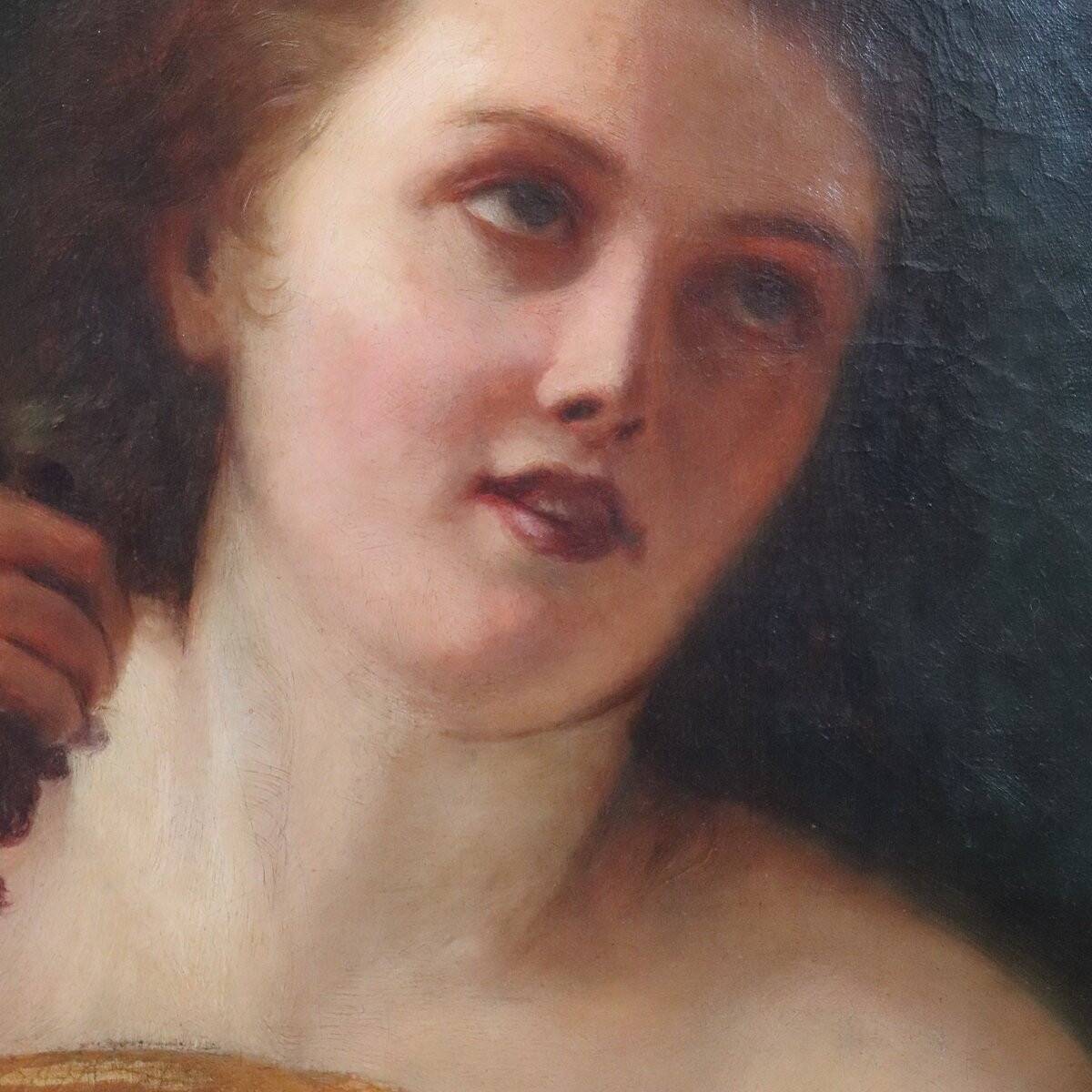 Mythological Figure Of Maenad, Oil Painting On Canvas, Italy 19th Century