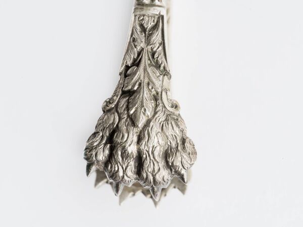 Pince à sucre en argent massif, griffes de lion, Tallois et Mayence