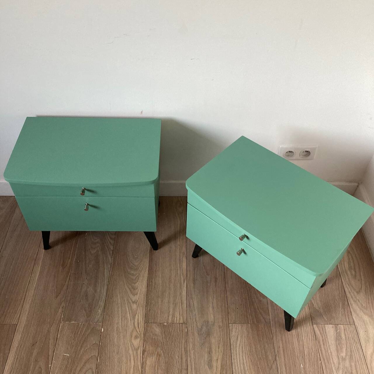 Pair of revamped 60s bedside tables