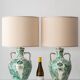 Pair of Spanish Revival Ceramic Table Lamps from Granada, New Linen Lampshades