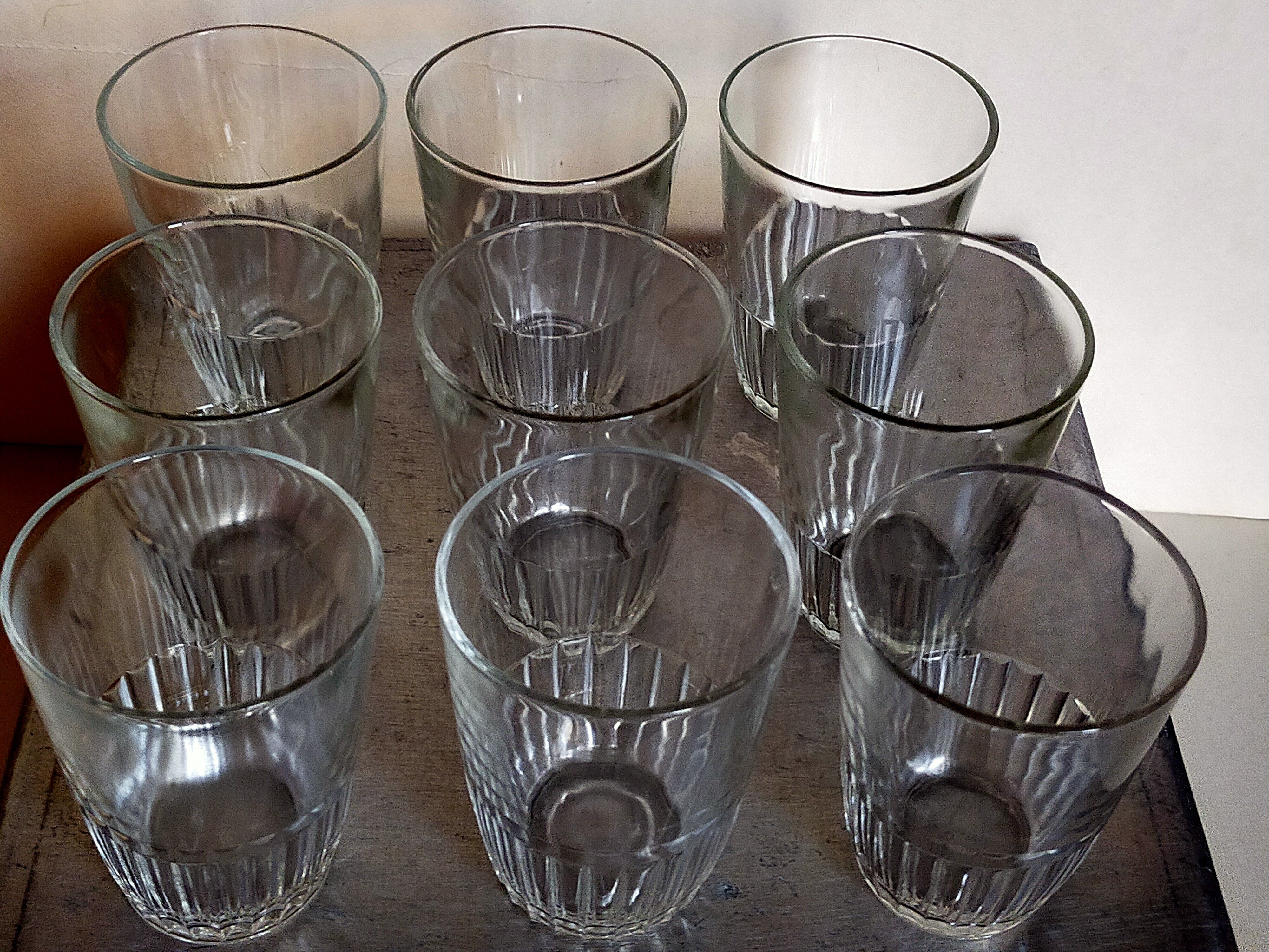 Nine vintage glasses of cider 40s