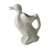 Pichet à eau canard en faience blanche barbotine