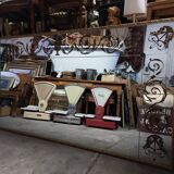 Venetian Mirror Art Deco brasserie bistro in eglomerized glass 204x105cm