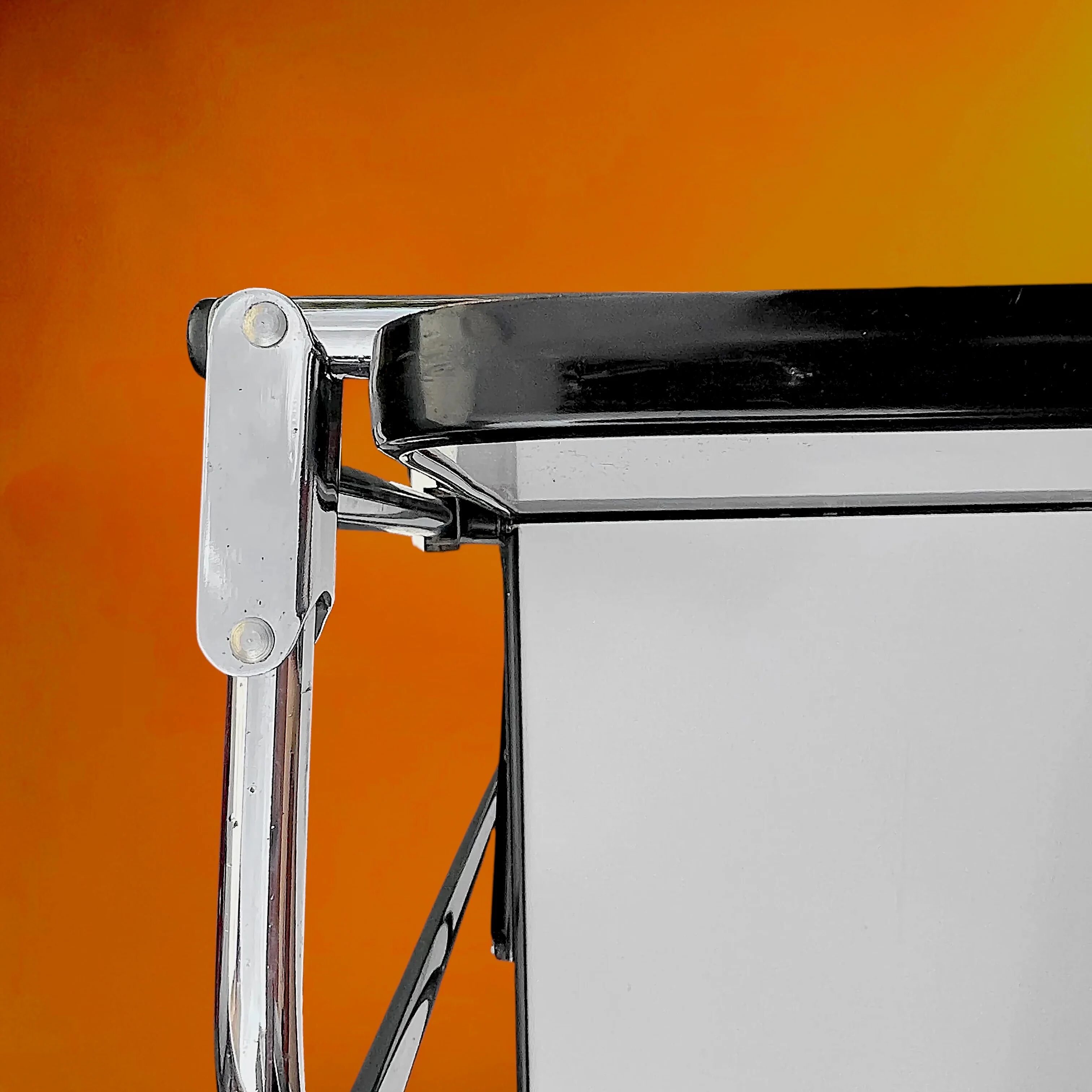 Folding rolling dessert trolley in white formica and chrome metal – 1950s-60s