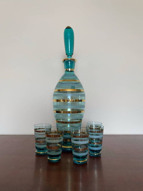 Service à liqueur verre de Bohème années 60