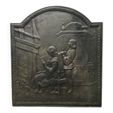 Fireplace plate "reading girl in front of the fire"