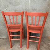 Pair of Thonet or Baumann type bistro chairs in soft orange