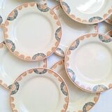 HBCM Pauline pattern dinner plates in orange and black