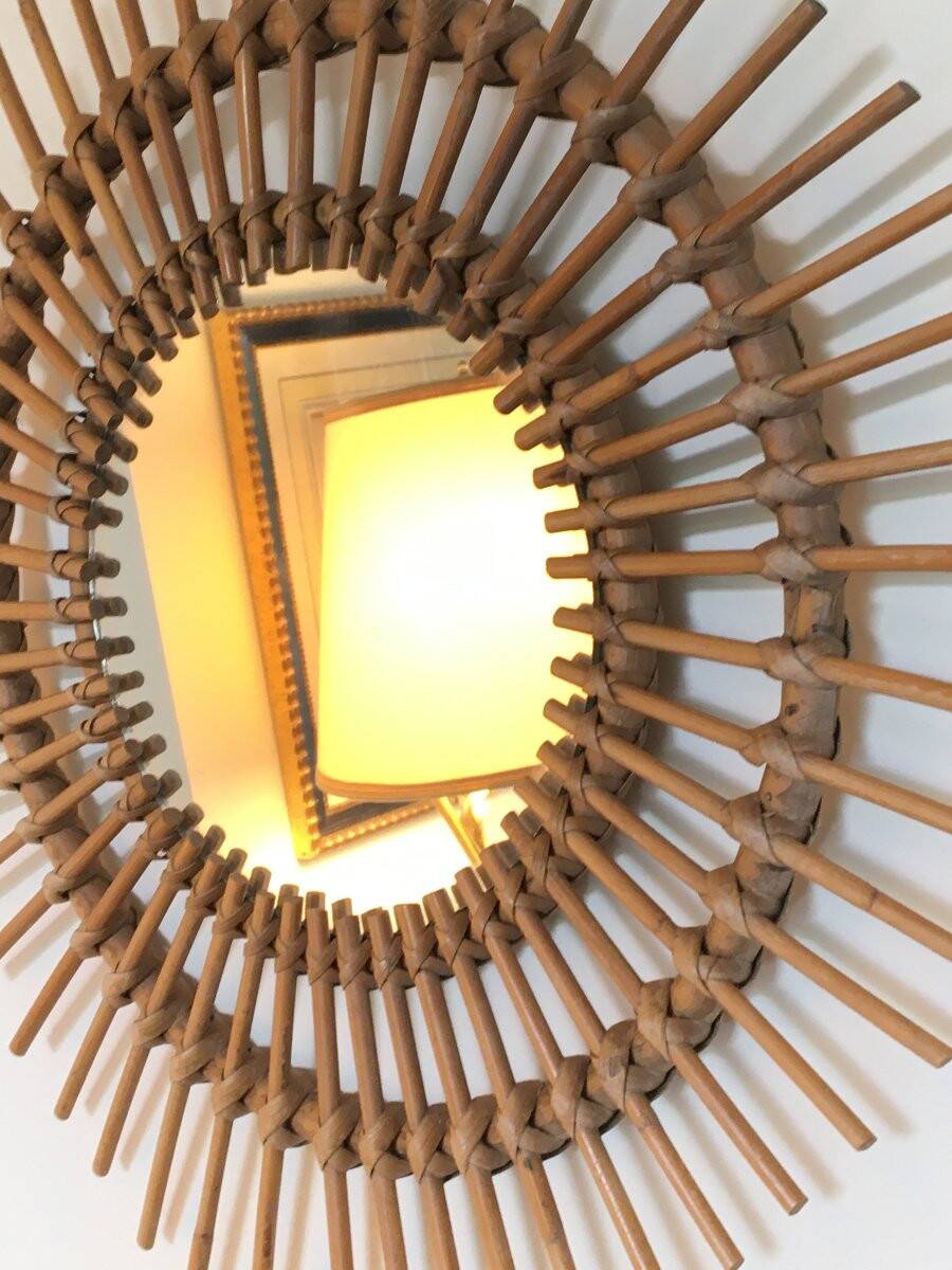 Set of 3 Rattan and Bamboo Mirrors, 1950s/60s
