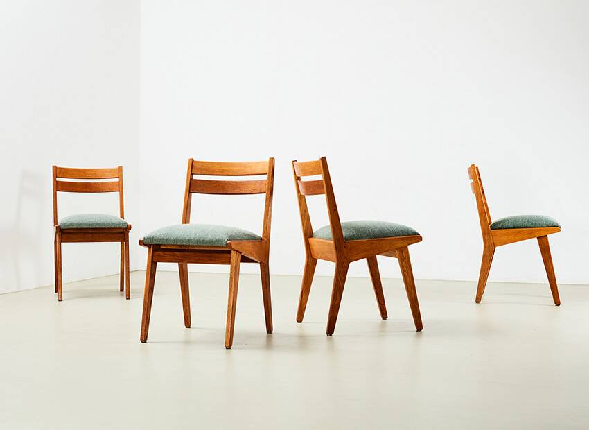 Jens Risom Set of 4 Model 666 Dining Chairs for Knoll U.S.A. 1940s