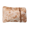 Bohemian chic cushion double fringes, coral velvet, linen and fringe gold