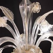 Charming vintage Venetian chandelier, transparent and gold Murano glass, 1970s