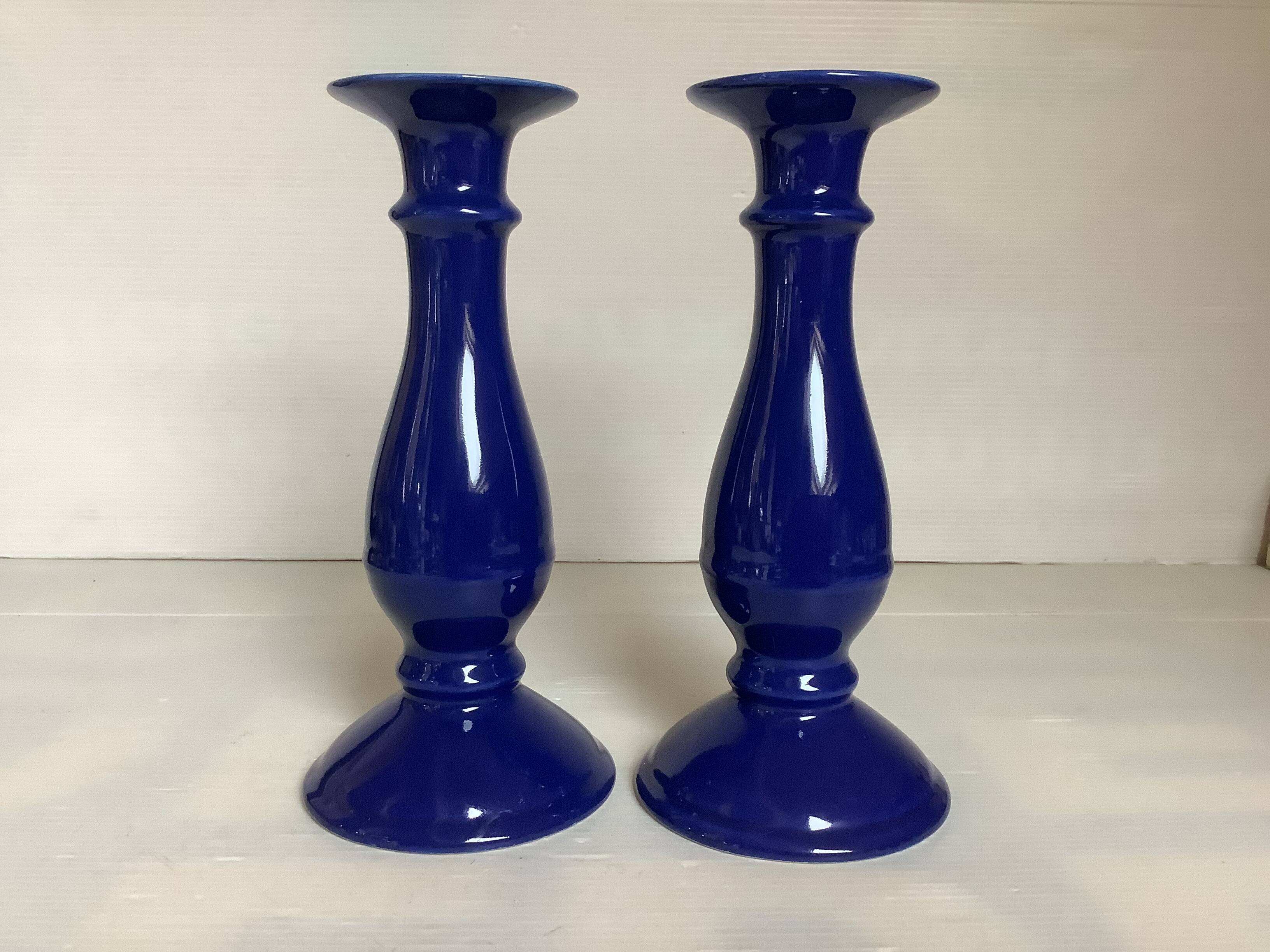 Pair of midnight blue candlesticks