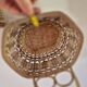set of 2 vintage hanging rattan baskets