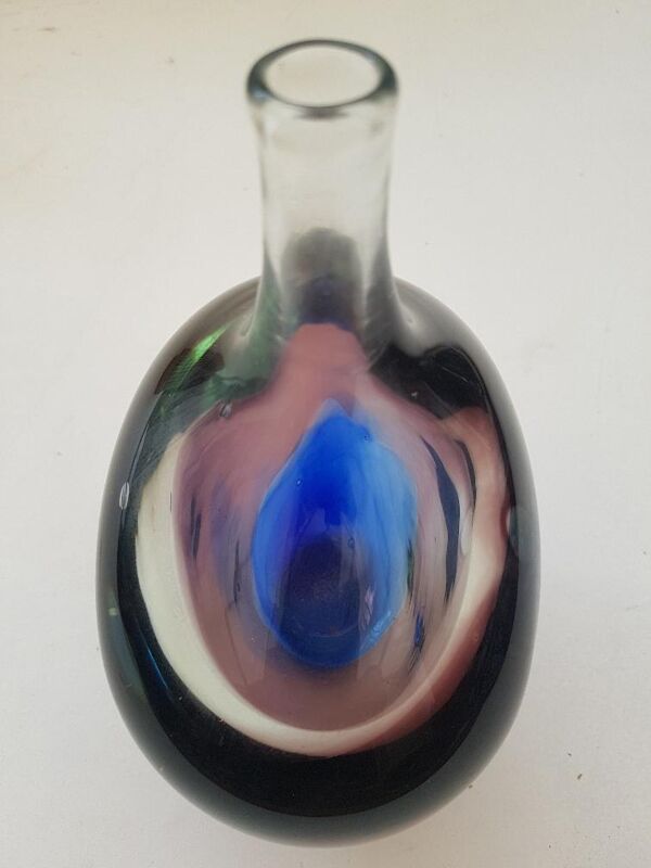 Vase bouteille en verre Jean-Claude Novaro Biot 1943-2014