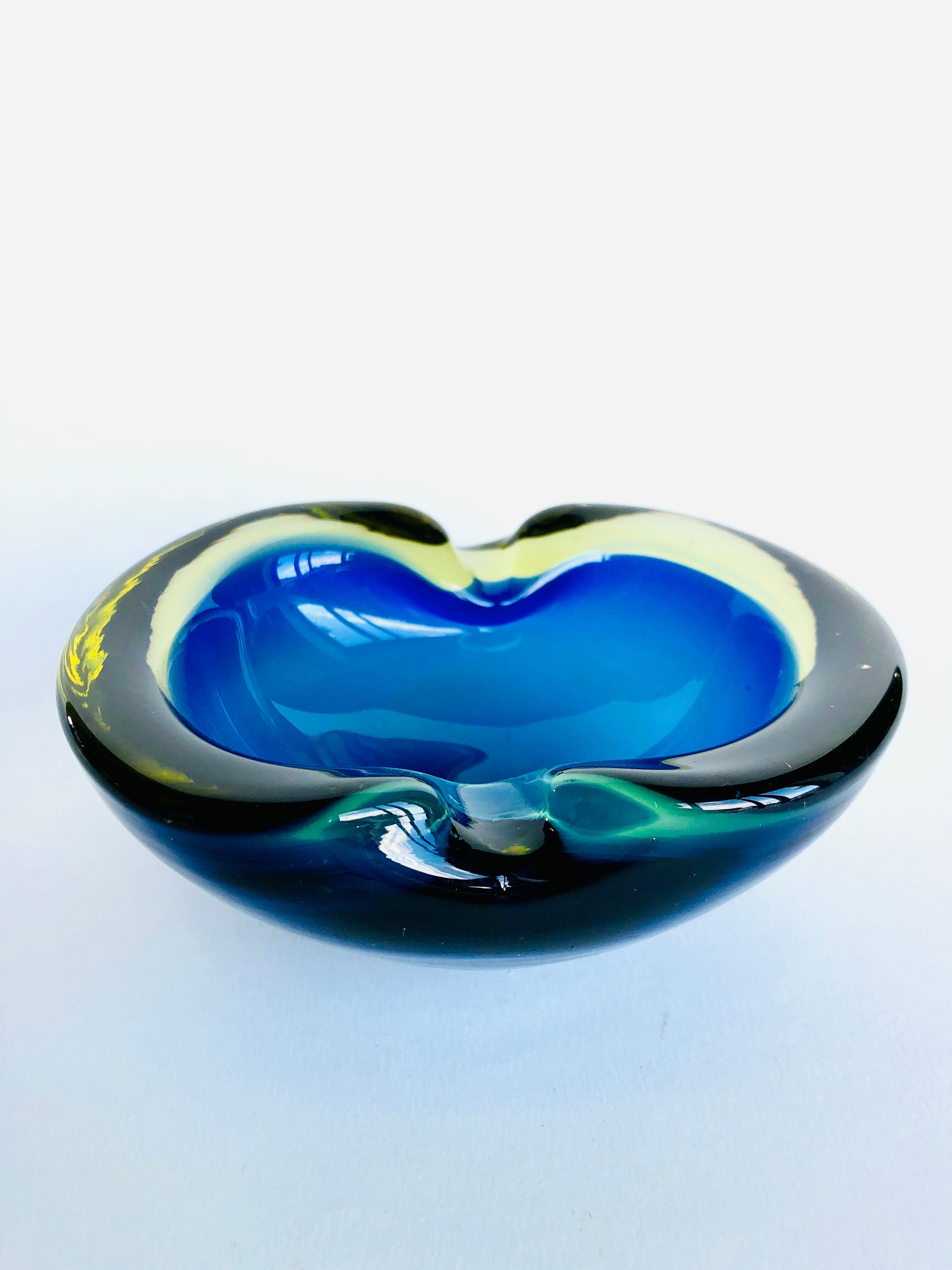 Sommerso Murano glass ashtray, 1960s