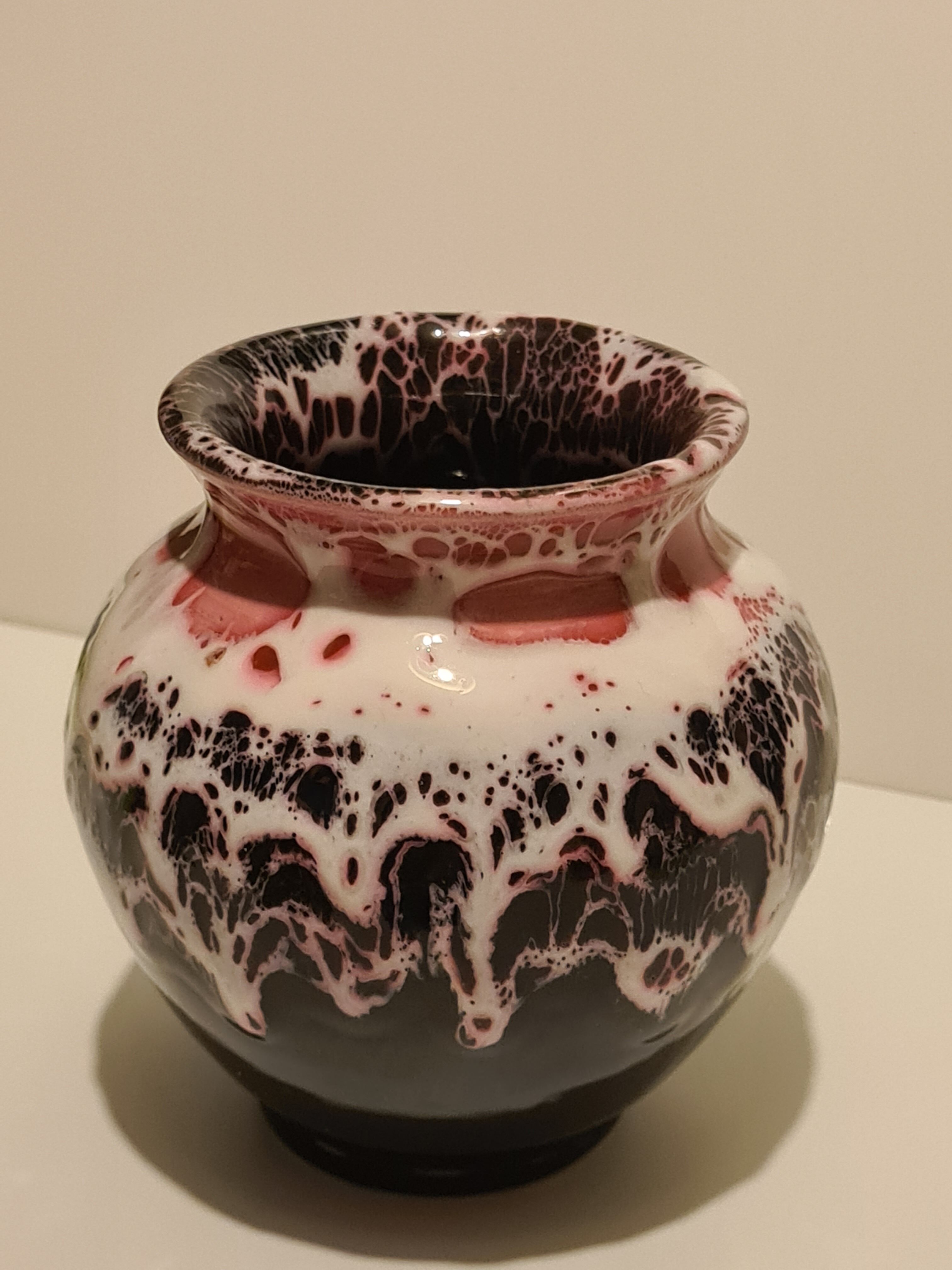 Vallauris black and pink ceramic vase