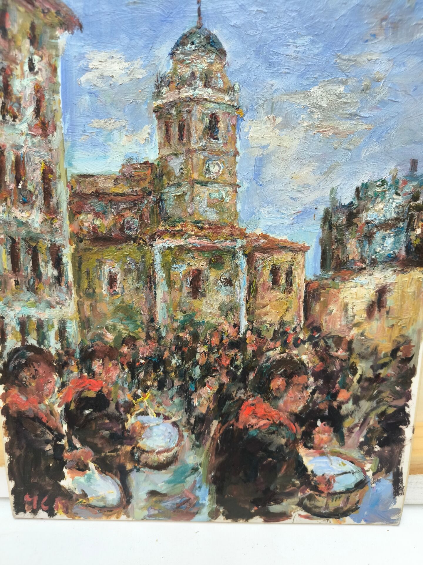 Impressionist Oil Painting on Wood – Semana Santa Tamborada