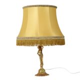 Vintage Table Lamp Female Figure Brass and Onyx Marble