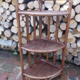 Vintage rattan corner shelf