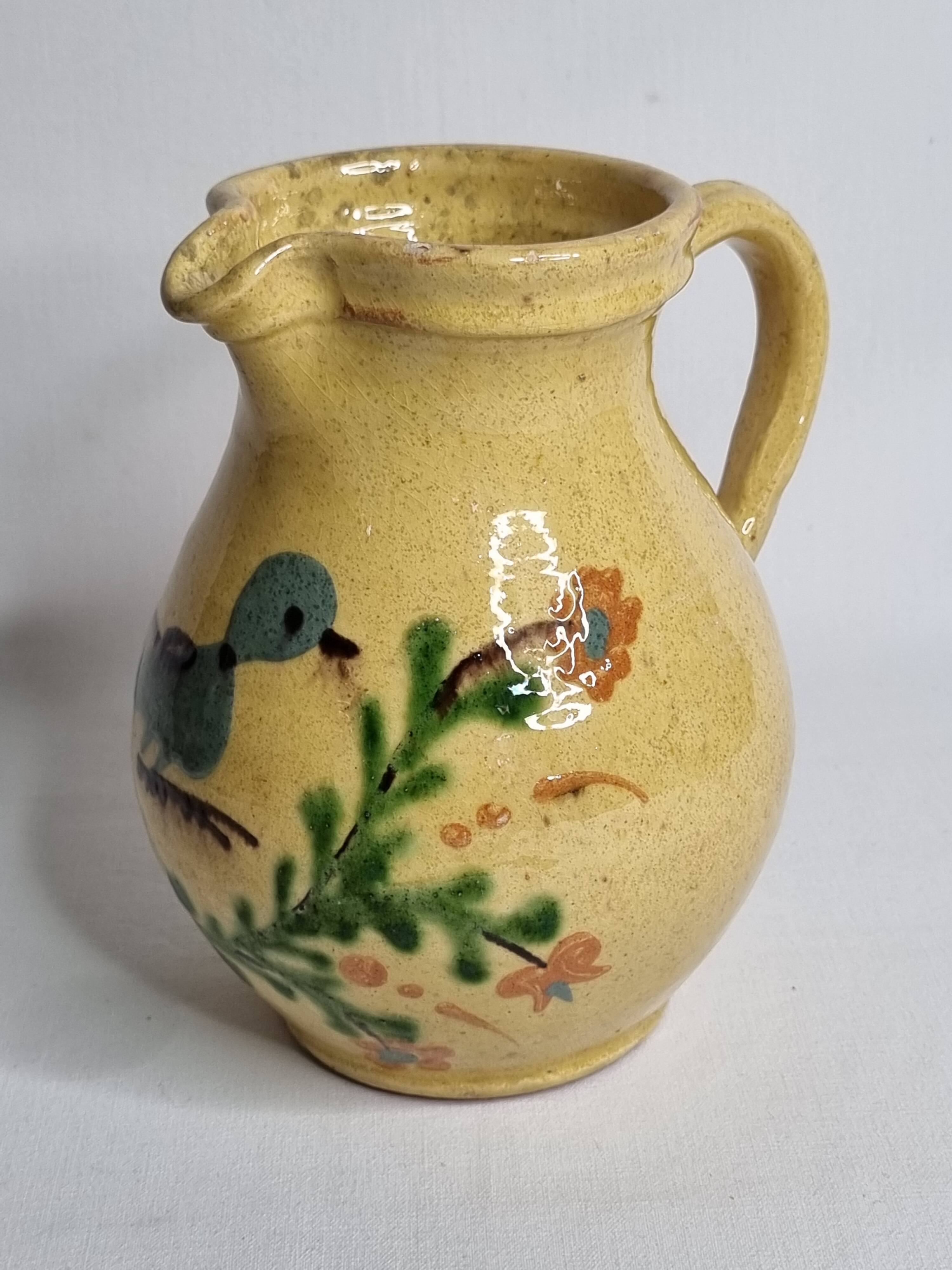 Saint-Jorioz Pitcher (Savoie), Annecy Pottery, Bird Decor, 19 cm