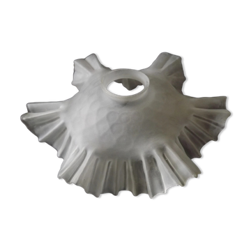 French Vintage 1930s Patterned White Frilled Glass Shade - Art Deco Lightin