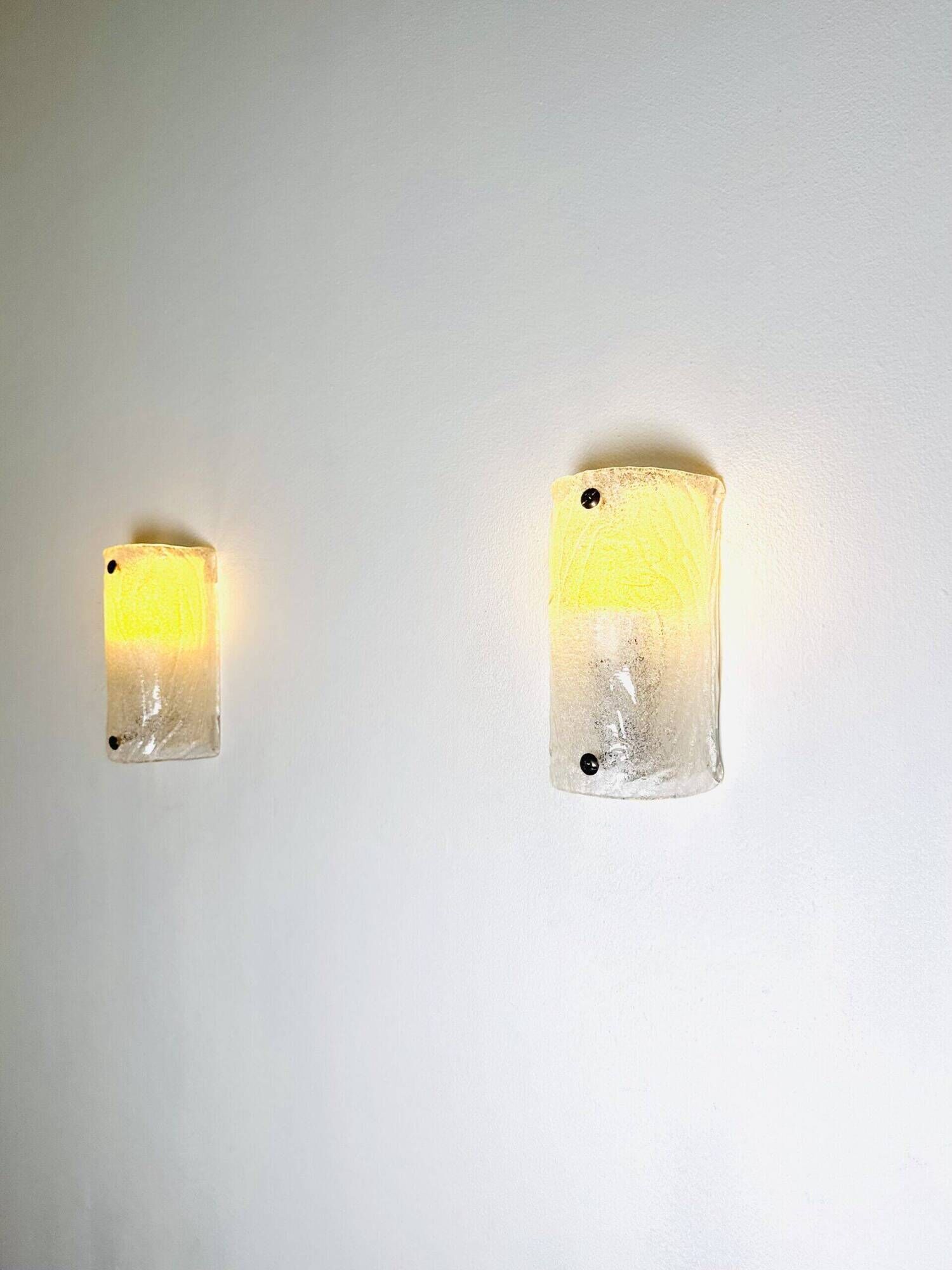Murano Ice Frosted Glass Wall Lamps By Kalmar Franken, Austria Circa 1960S